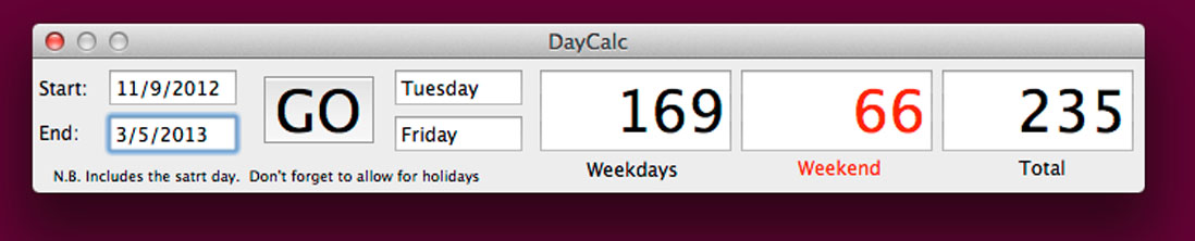 DayCalc in action
